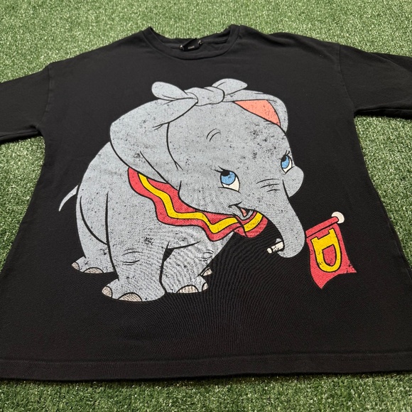 Dumbo x Zara Graphic T Shirt Women's Size S Black Short Sleeve Disney Logo Tee - Picture 2 of 7